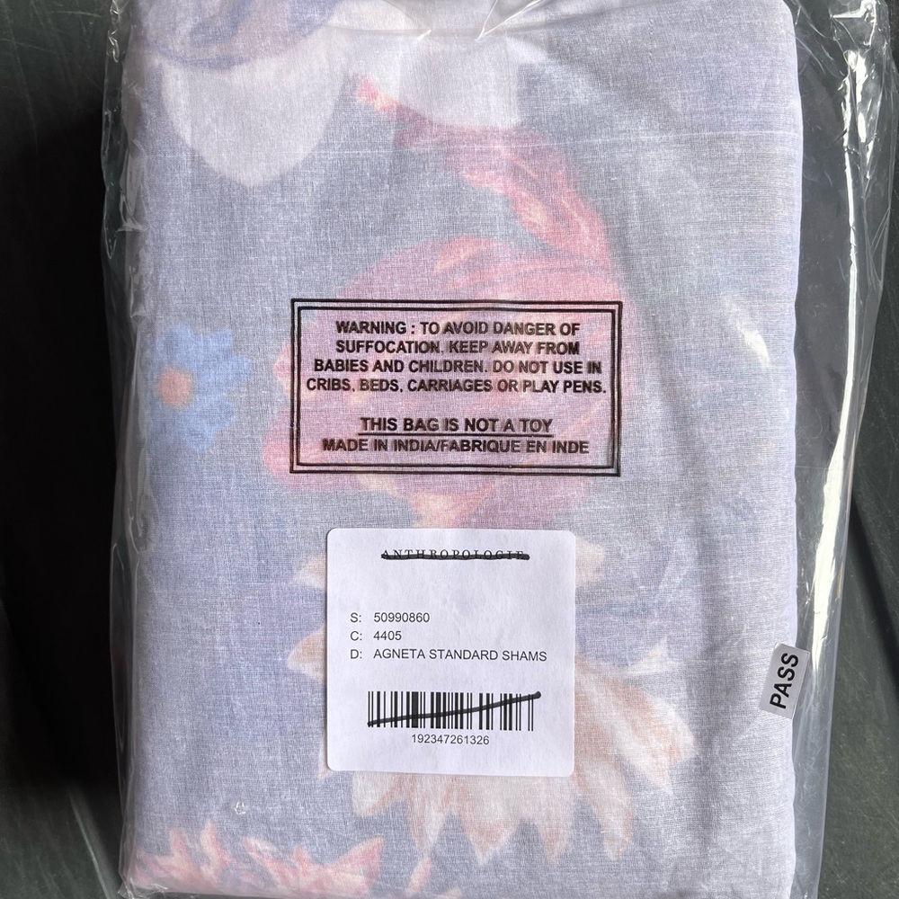 Anthropologie Agneta Shams Standard Size Purple Floral - Picture 4 of 4